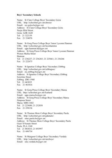 boys sec schools