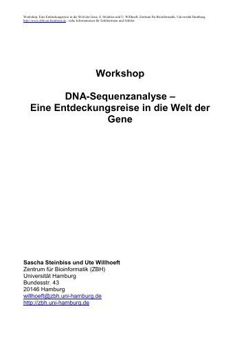 Workshop DNA-Sequenzanalyse - Zentrum für Bioinformatik ...