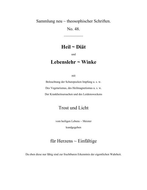 Heil Diat Lebenslehr Winke Das Lebendige Wort