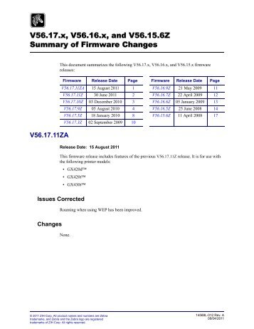 Firmware Release Notes - Zebra