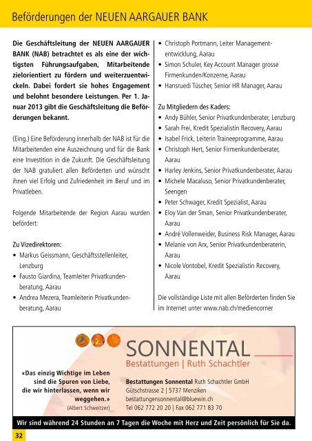 Das informative Monatsmagazin für Reinach 01 / 2013