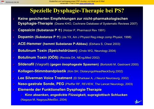 Dysphagie bei Parkinson-Syndrom. - Dysphagie - Netzwerk - Südwest