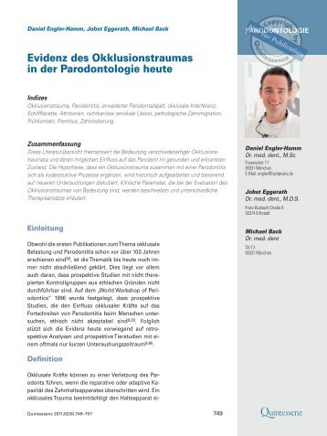 Evidenz des Okklusionstraumas in der Parodontologie heute