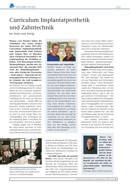 Curriculum Implantatprothetik und Zahntechnik - Zahnheilkunde.de