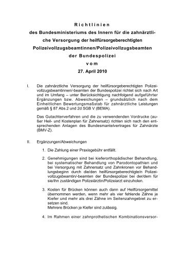 Richtlinien Heilfürsorge/Bundespolizei - Kassenzahnärztliche ...