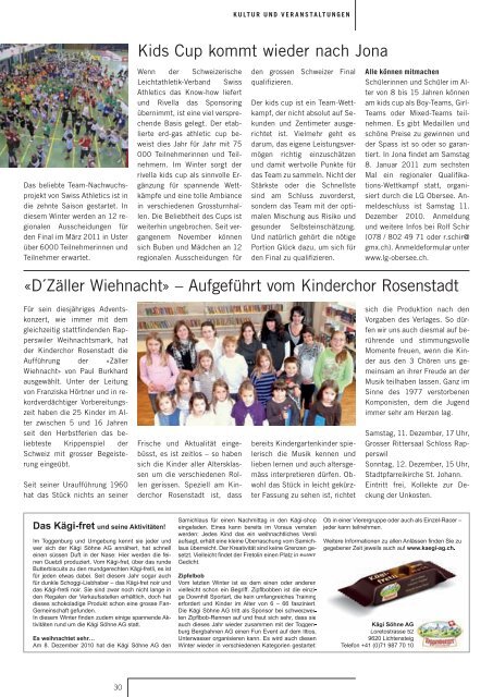 Ausgabe Dezember 2010 - STADTmagazin Rapperswil-Jona