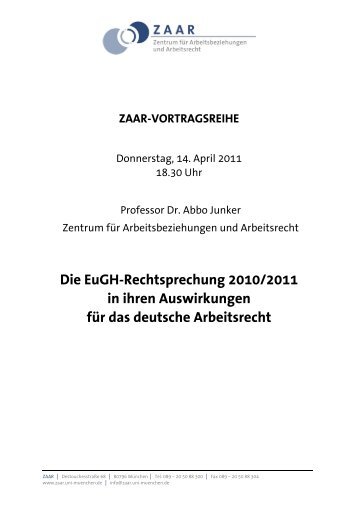 Handout - ZAAR - Zentrum für Arbeitsbeziehungen und Arbeitsrecht