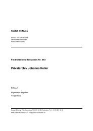 Privatarchiv Johanna Keller - Archiv zur Geschichte der ...