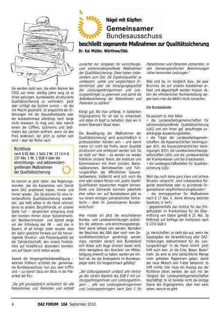 DAZ-Forum 104 (als PDF) - Deutscher Arbeitskreis für Zahnheilkunde