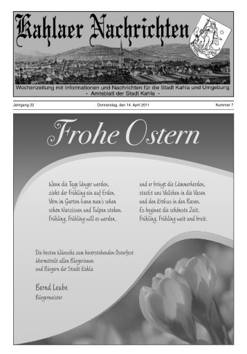 Kahlaer Nachrichten - Ausgabe Nr. 7 - 14. April 2011
