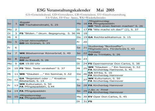 Sommersemester 2005 - ESG Berlin