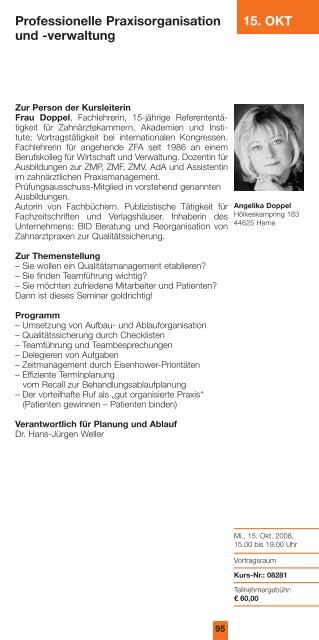 Programmheft für Zahnmedizinische Fachangestellte 2. Halbjahr 2008