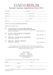 Summer courses registration  form 2013 - Esmod