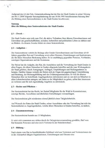 Satzung des Seniorenbeirates - Stadt Emden