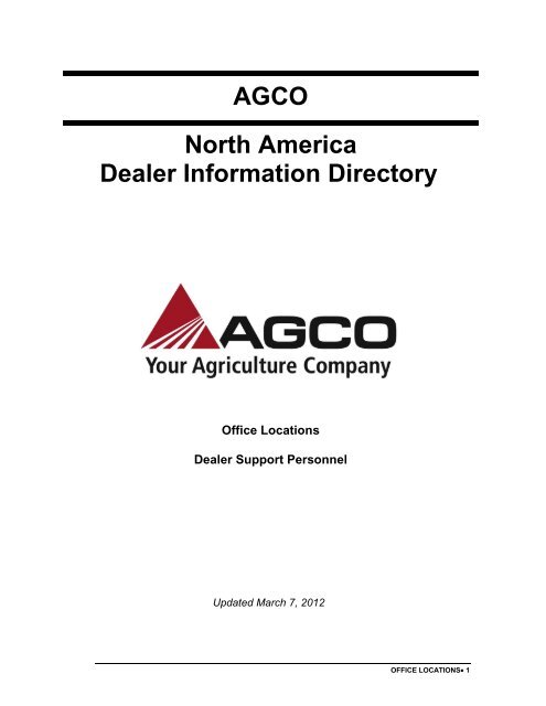 AGCO North America Dealer Information Directory