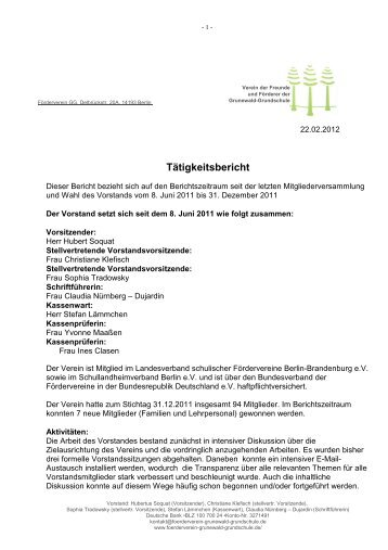 Tätigkeitsbericht für MV 2012 - Förderverein