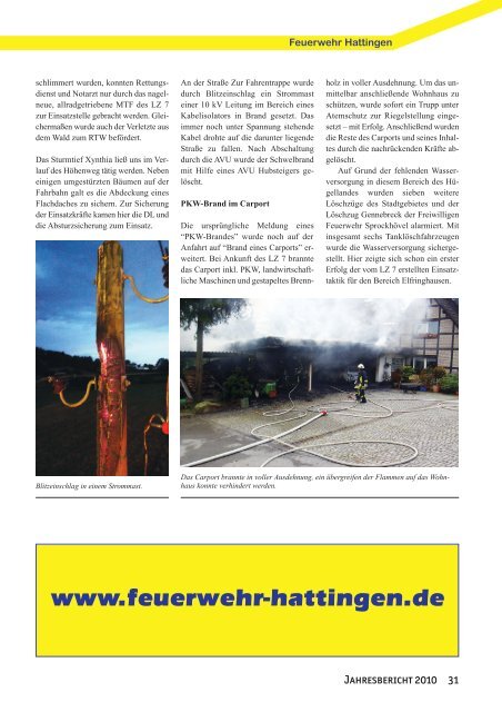 Jahresbericht 2010 - Feuerwehr Hattingen