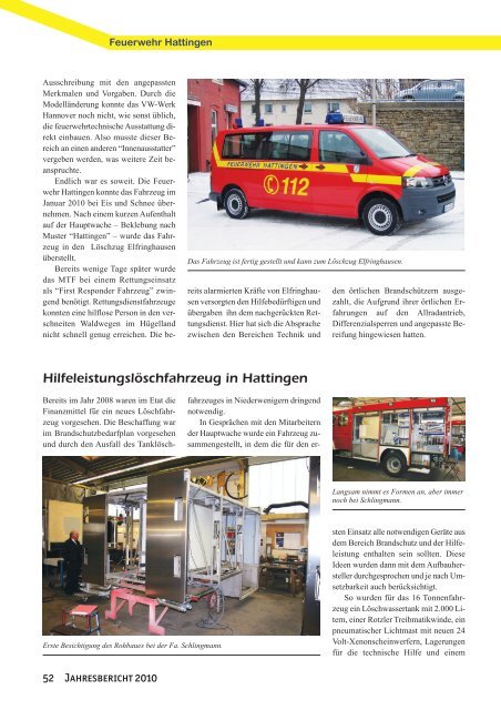 Jahresbericht 2010 - Feuerwehr Hattingen