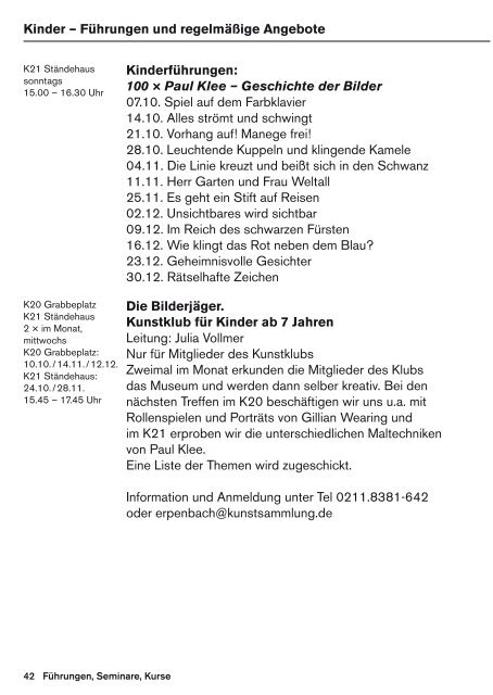 Quartalsprogramm 10/11/12 2012 - Kunstsammlung NRW