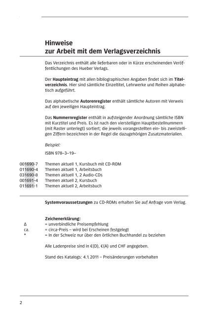 Gesamtverzeichnis 2011:Gesamtverzeichnis 2011 - Hueber