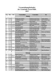 Veranstaltungskalender der Gemeinde Essen/Oldb. 2012