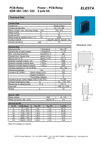 PCB-Relay SGR 282 - Elesta GmbH