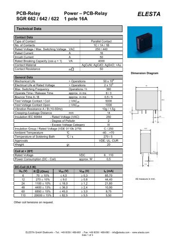 PCB-Relay SGR 662 - Elesta GmbH