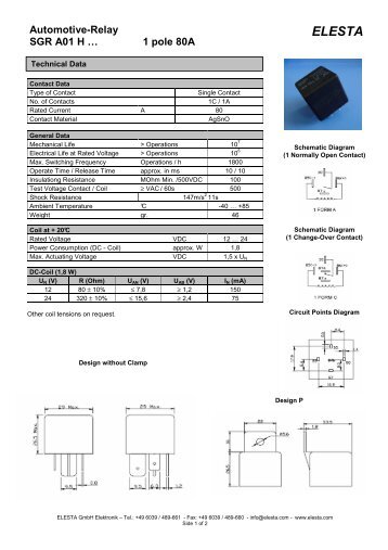 Automotive-Relay SGR A01 H - Elesta GmbH