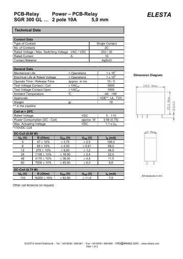PCB-Relay SGR 300 GL -  Elesta GmbH