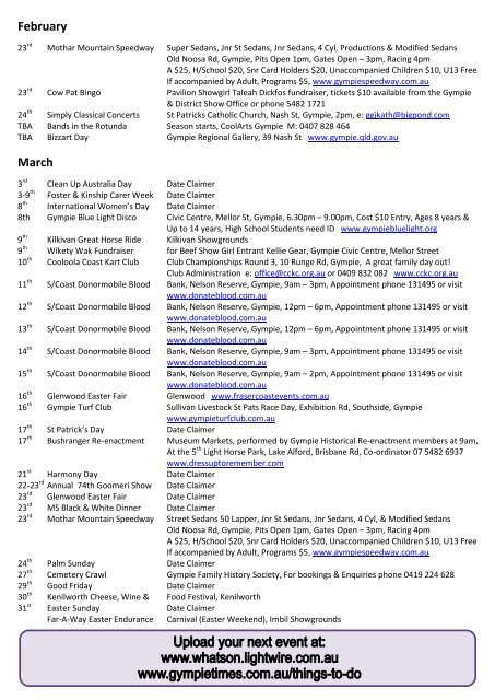 2013 Gympie Regional Event Calendar by Tanya Easterby