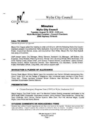 08-10-2010 (City Council) Minutes