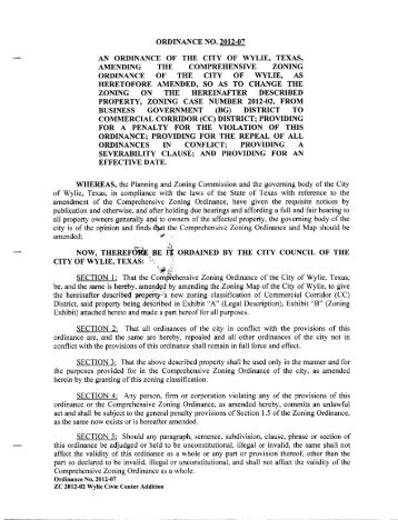 ORDINANCE NO. 2012-07 AN ORDINANCE OF THE CITY OF ...