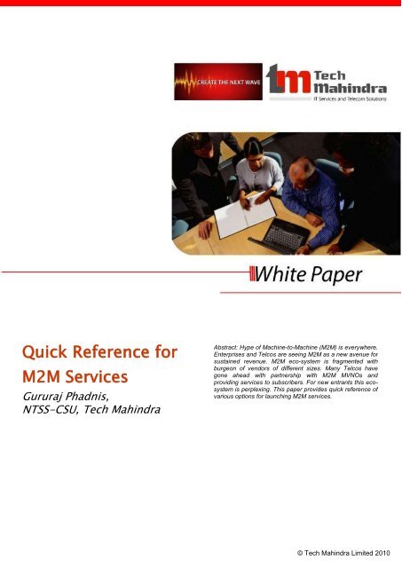 Quick Reference for M2M Services - Tech Mahindra