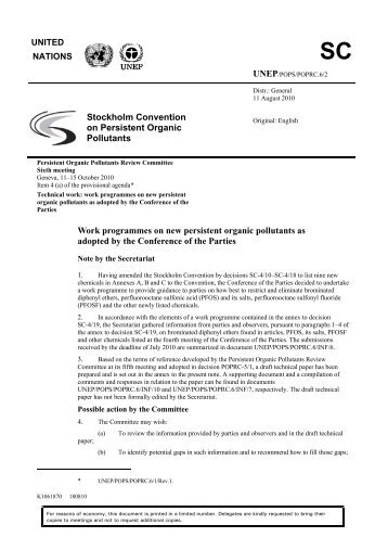 SC - Stockholm Convention on Persistent Organic Pollutants (POPs)