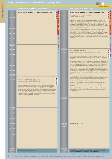 Programmheft ACUM2008 - ANSYS Conference & CADFEM Users ...