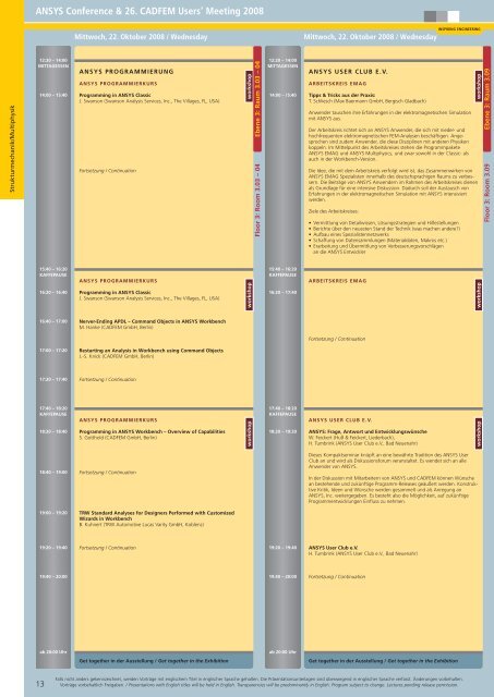 Programmheft ACUM2008 - ANSYS Conference & CADFEM Users ...