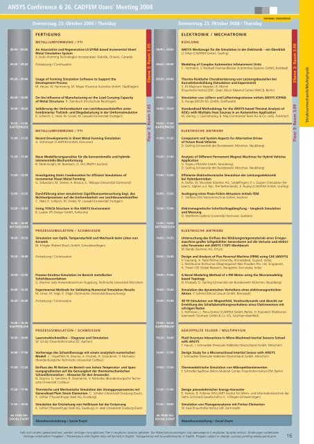 Programmheft ACUM2008 - ANSYS Conference & CADFEM Users ...