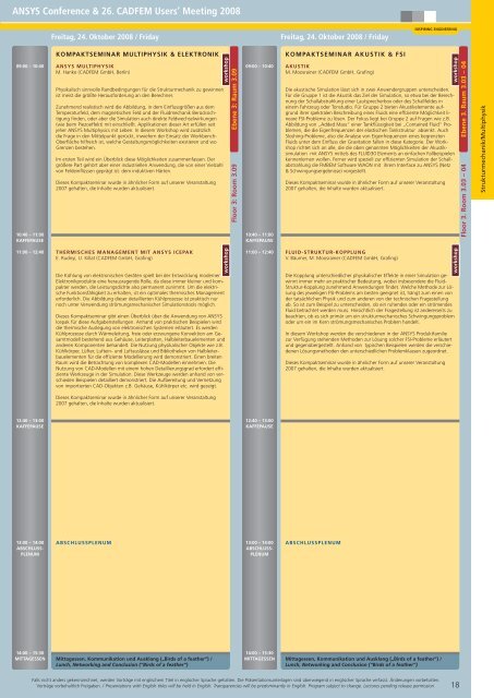 Programmheft ACUM2008 - ANSYS Conference & CADFEM Users ...