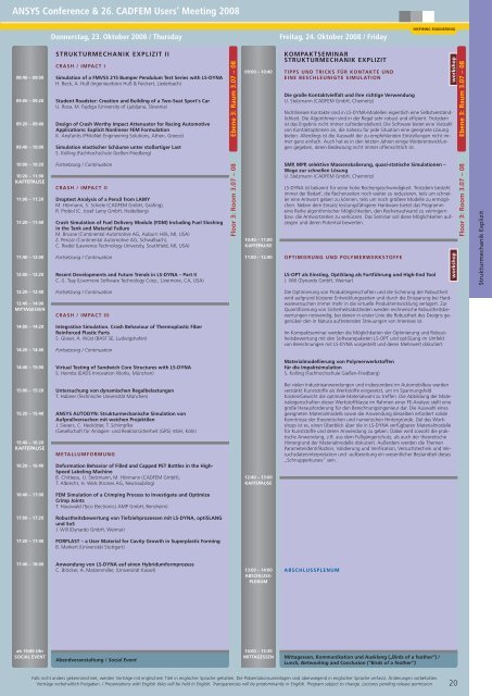 Programmheft ACUM2008 - ANSYS Conference & CADFEM Users ...