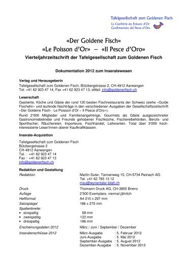 Tarife - Tafelgesellschaft zum Goldenen Fisch