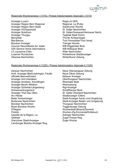 Zusammensetzung der Titelgruppen / Composition des familles de ...