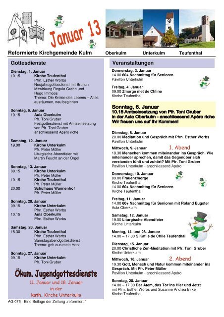 Reformierte Kirchgemeinde Kulm 1. Abend 2. Abend ...