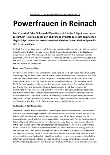 Powerfrauen in Reinach - des BC Reinach - Wyna