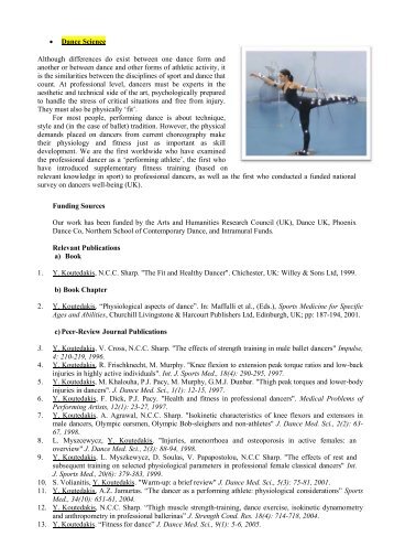 • Dance Science Although differences do exist between one dance ...