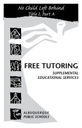 No Child Left Behind FREE TUTORING - Albuquerque Public Schools