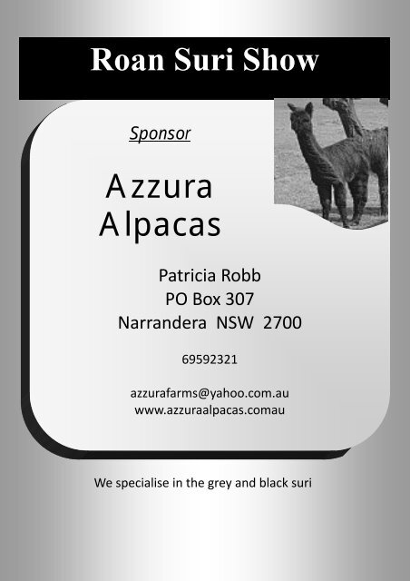 2012 - Southern NSW Region of the Australian Alpaca Association