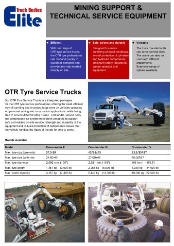 Tyre Service Trucks - ELITE Truck Bodies - Eu.com