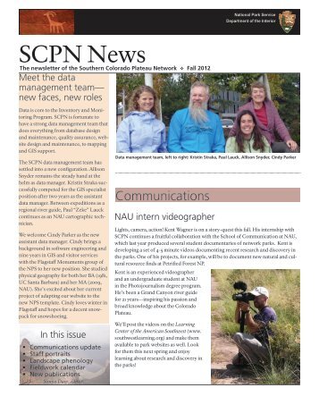 Fall SCPN Newsletter - NPS Inventory and Monitoring Program ...