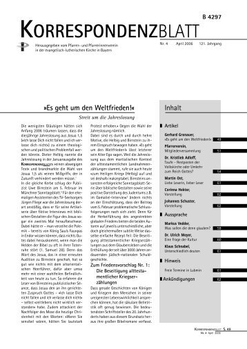 Ausgabe 2006 - Pfarrer- und Pfarrerinnenverein