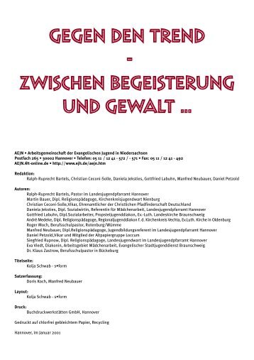 Gegen den Trend 2001 - Arbeitsgemeinschaft der Evangelischen ...